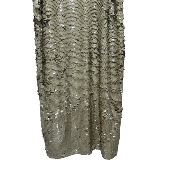 J.Crew Collection Desert Canyon Sequins Midi Dress 12 Gold Tie Shoulders Party - Picture 8 of 15